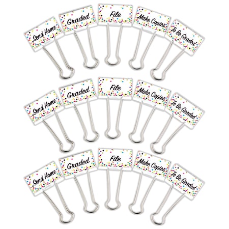 Teacher Created Resources Confetti Large Binder Clips, Management, 5-Piece Set, 3PK TCR20855